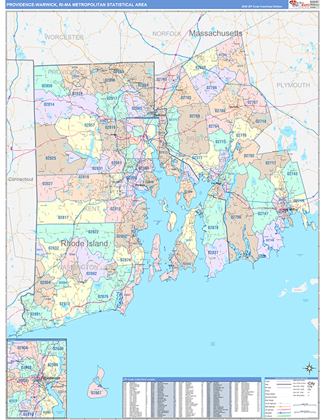 Providence-Warwick Metro Area Wall Map